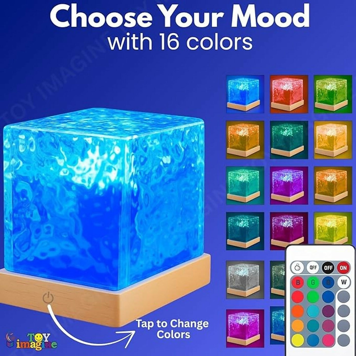 Crystal Cube LED Night Lamp with Remote RGB Color Changing Light