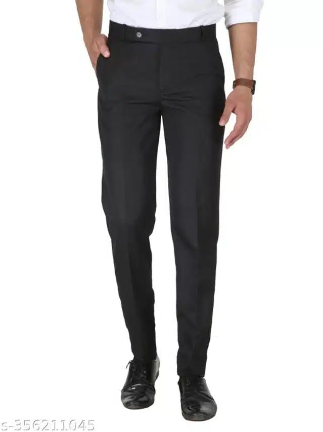 Black cotton men's trousers size 28, casual fit, stylish men's trousers by 13266 with a comfortable design.