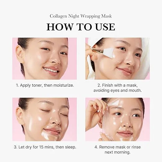 SS Medicube Collagen Overnight Wrapping Peel-Off Facial Mask in a jar, designed for deep hydration and skin rejuvenation.