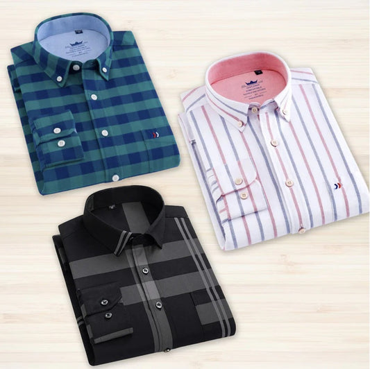Pack of 3 multicolor men's check shirts by 1394, featuring casual button-up shirts in various plaid patterns.
