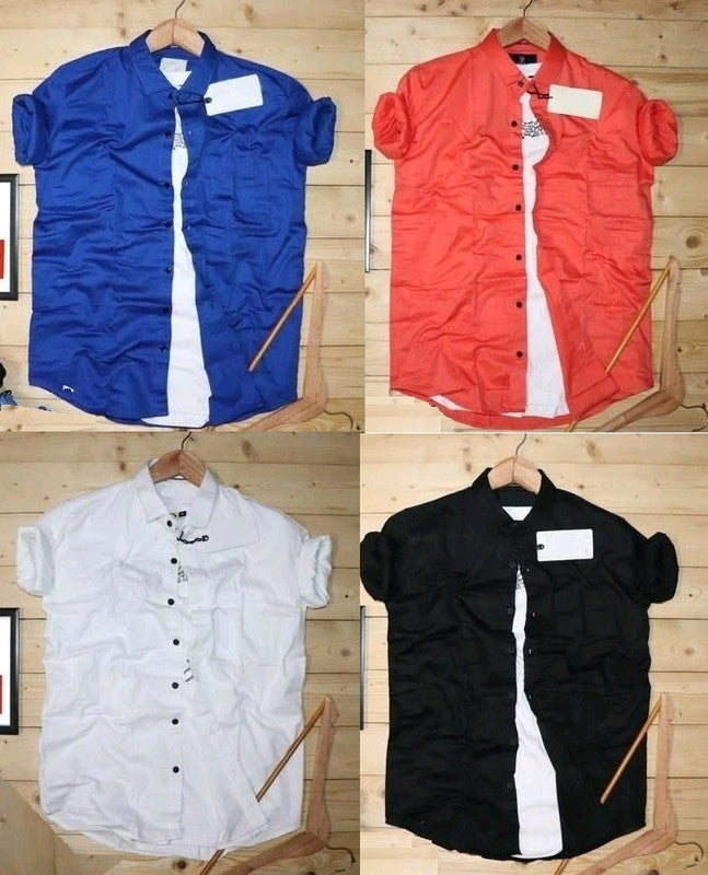 Pack of 4 plain men's shirts in multicolor, branded 1394, shown in various colors and sizes in this product image.