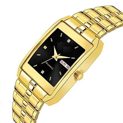 Men's black and gold analog watch by 14358 with a classic design, featuring a round dial and free-size strap.
