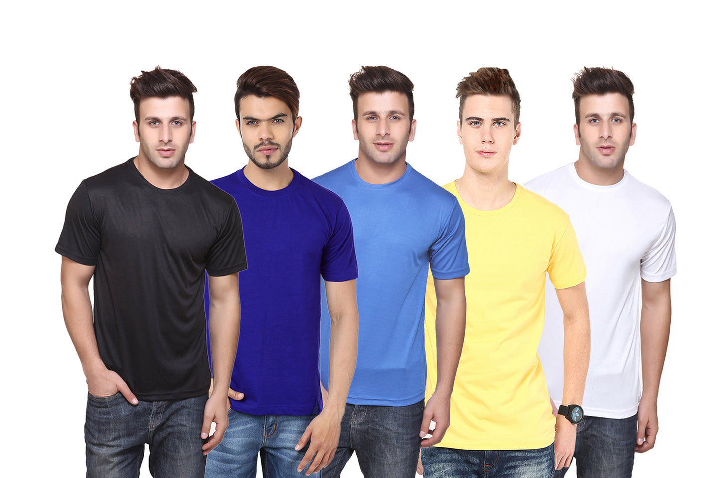 Ketex Polyester Dri-Fit Half Sleeves Round Neck T-Shirt ( Pack of 4 )