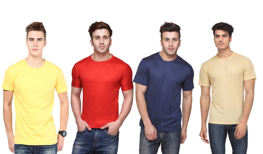 Ketex Polyester Dri-Fit Half Sleeves Round Neck T-Shirt ( Pack of 4 )