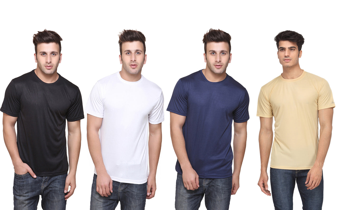 Ketex Polyester Dri-Fit Half Sleeves Round Neck T-Shirt ( Pack of 4 )