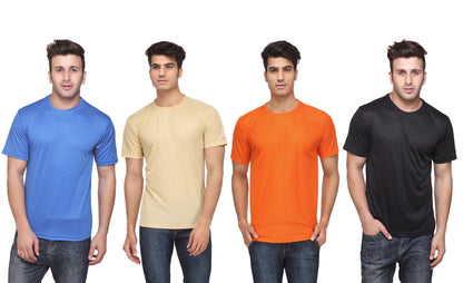 Ketex Polyester Dri-Fit Half Sleeves Round Neck T-Shirt ( Pack of 4 )