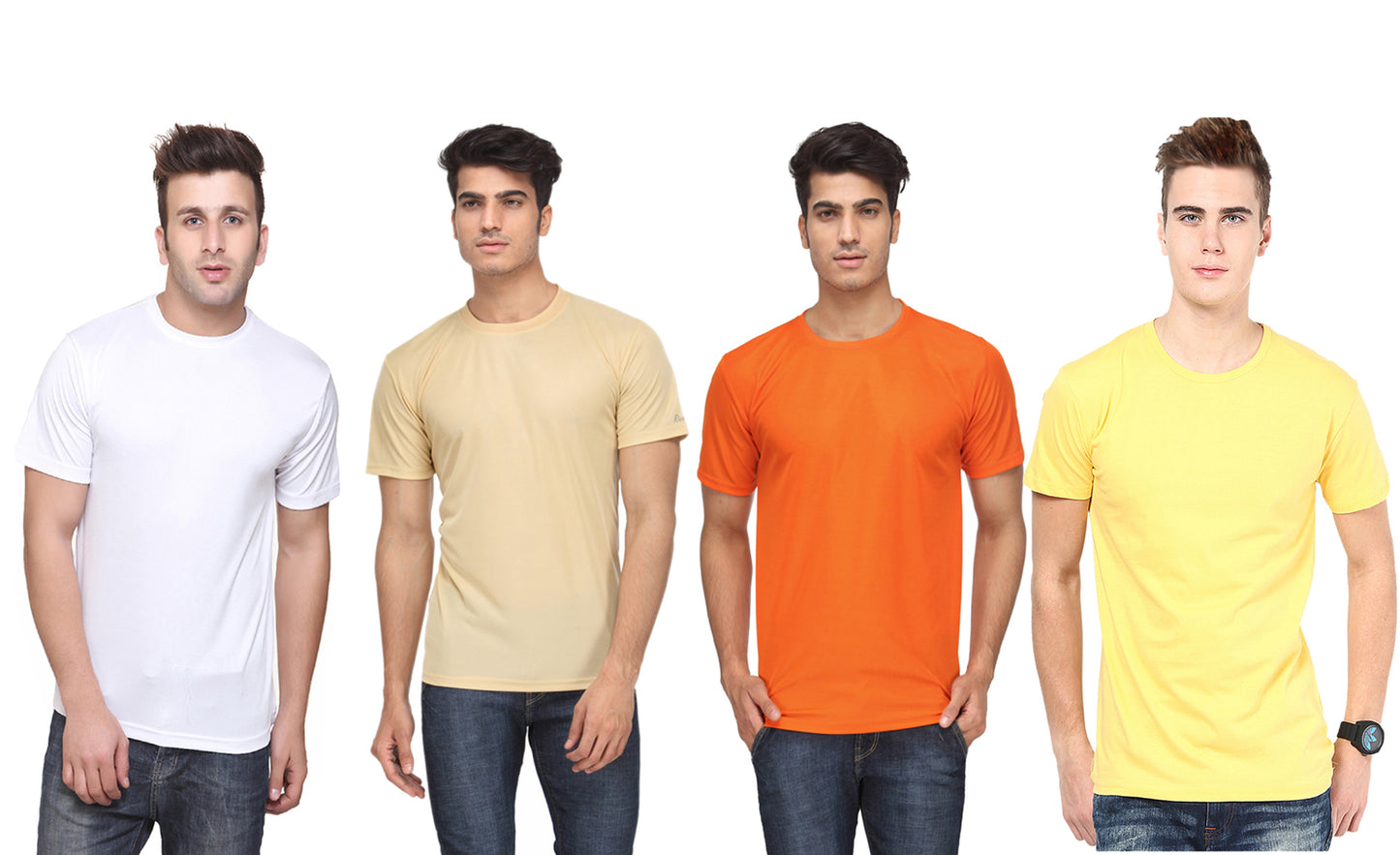 Ketex Polyester Dri-Fit Half Sleeves Round Neck T-Shirt ( Pack of 4 )