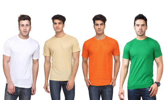 Ketex Polyester Dri-Fit Half Sleeves Round Neck T-Shirt ( Pack of 4 )