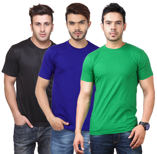 Ketex Round Neck Men's Polyester Blend Dri Fit T-Shirts (Pack of 3)