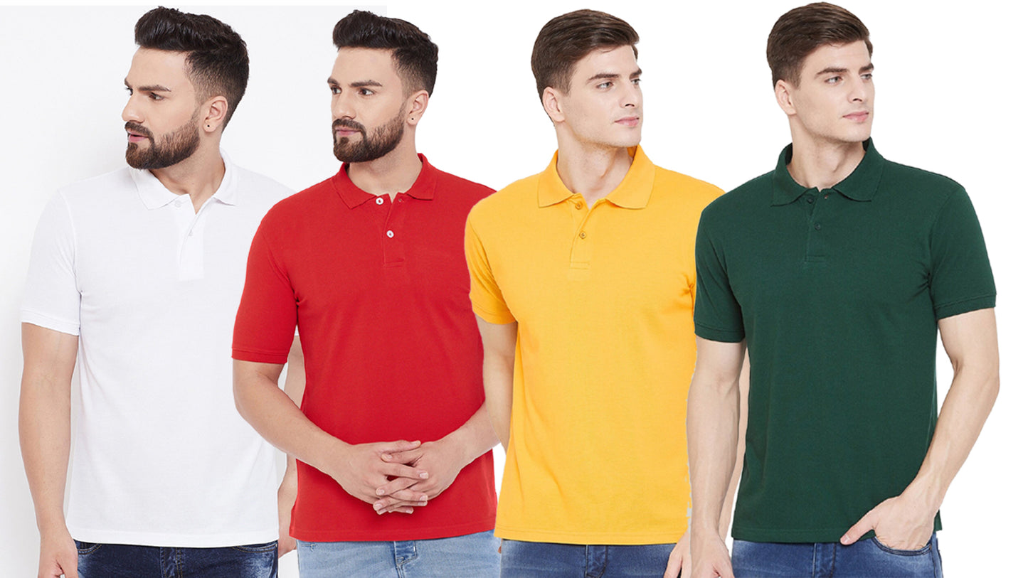 Ketex Cotton Blend Half Sleeves Polo Tshirt (Pack of 4)