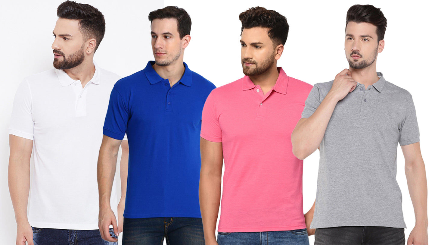 Ketex Cotton Blend Half Sleeves Polo Tshirt (Pack of 4)
