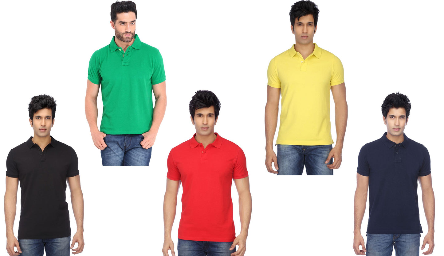 Ketex Cotton Blend Half Sleeves Polo Tshirt (Pack of 5)