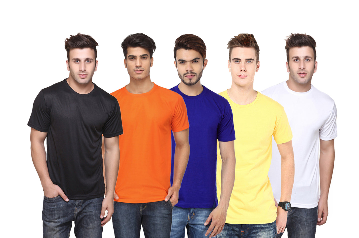 Ketex Polyester Dri-Fit Half Sleeves Round Neck T-Shirt ( Pack of 4 )