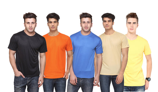 Ketex Polyester Dri-Fit Half Sleeves Round Neck T-Shirt ( Pack of 4 )