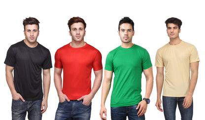 Ketex Polyester Dri-Fit Half Sleeves Round Neck T-Shirt ( Pack of 4 )