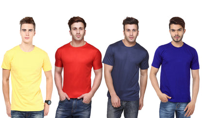 Ketex Polyester Dri-Fit Half Sleeves Round Neck T-Shirt ( Pack of 4 )