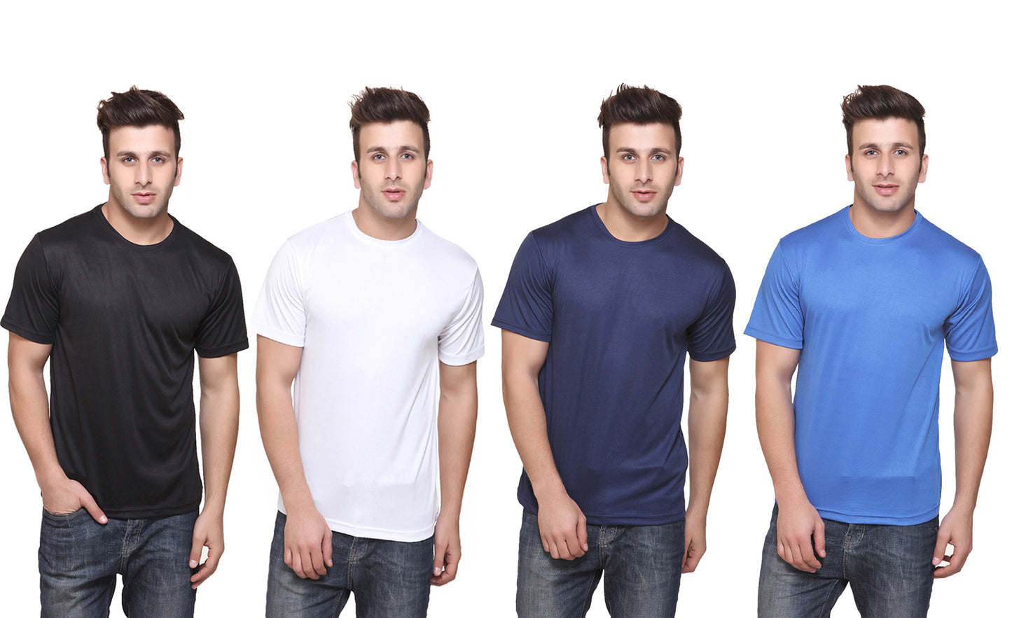 Ketex Polyester Dri-Fit Half Sleeves Round Neck T-Shirt ( Pack of 4 )