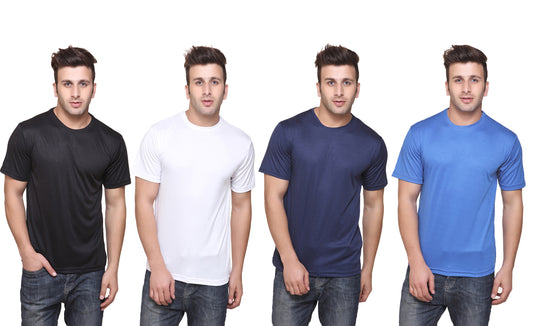 Ketex Polyester Dri-Fit Half Sleeves Round Neck T-Shirt ( Pack of 4 )