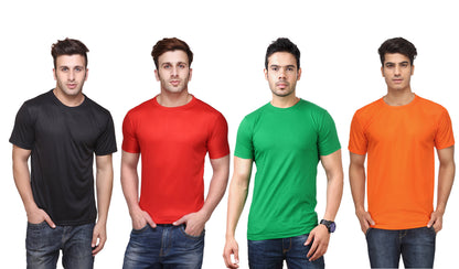 Ketex Polyester Dri-Fit Half Sleeves Round Neck T-Shirt ( Pack of 4 )