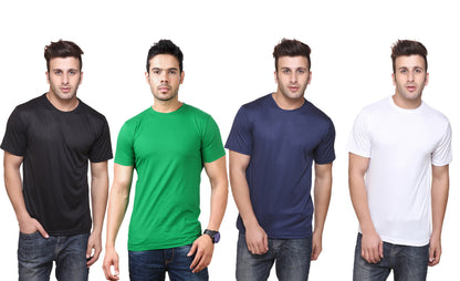 Ketex Polyester Dri-Fit Half Sleeves Round Neck T-Shirt ( Pack of 4 )