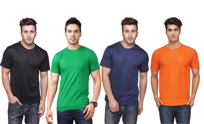 Ketex Polyester Dri-Fit Half Sleeves Round Neck T-Shirt ( Pack of 4 )