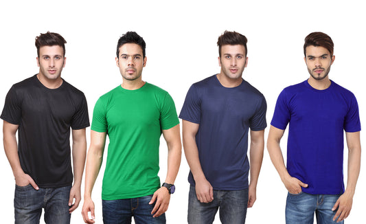 Ketex Polyester Dri-Fit Half Sleeves Round Neck T-Shirt ( Pack of 4 )