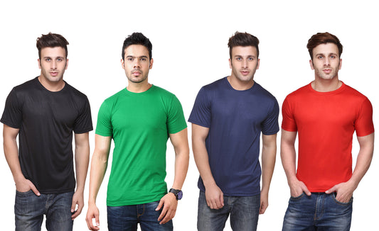 Ketex Polyester Dri-Fit Half Sleeves Round Neck T-Shirt ( Pack of 4 )