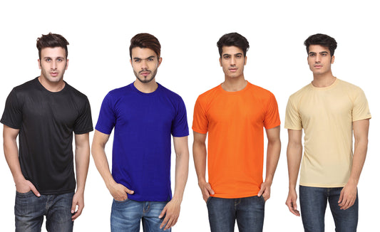 Ketex Polyester Dri-Fit Half Sleeves Round Neck T-Shirt ( Pack of 4 )