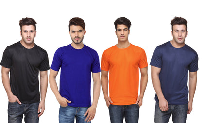 Ketex Polyester Dri-Fit Half Sleeves Round Neck T-Shirt ( Pack of 4 )