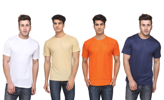Ketex Polyester Dri-Fit Half Sleeves Round Neck T-Shirt ( Pack of 4 )