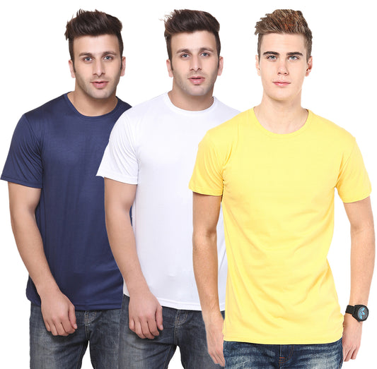Ketex Round Neck Men's Polyester Blend Dri Fit T-Shirts (Pack of 3)