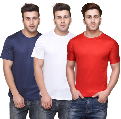Ketex Round Neck Men's Polyester Blend Dri Fit T-Shirts (Pack of 3)