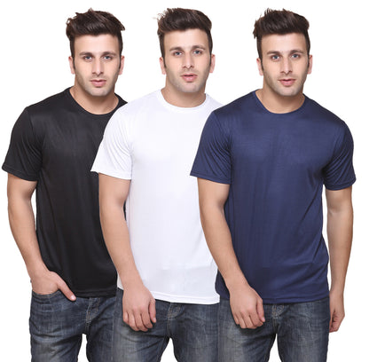 Ketex Round Neck Men's Polyester Blend Dri Fit T-Shirts (Pack of 3)