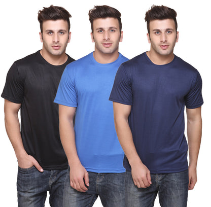 Ketex Round Neck Men's Polyester Blend Dri Fit T-Shirts (Pack of 3)