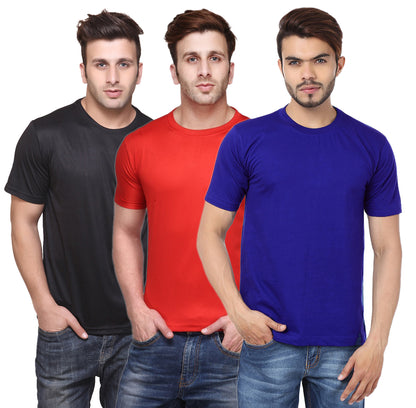 Ketex Round Neck Men's Polyester Blend Dri Fit T-Shirts (Pack of 3)