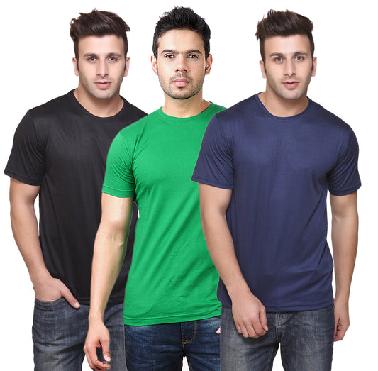 Ketex Round Neck Men's Polyester Blend Dri Fit T-Shirts (Pack of 3)