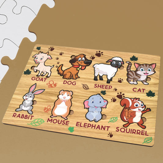 Wooden Puzzle Learning Board For Kids - (1 Pc  Mix Design  Random)