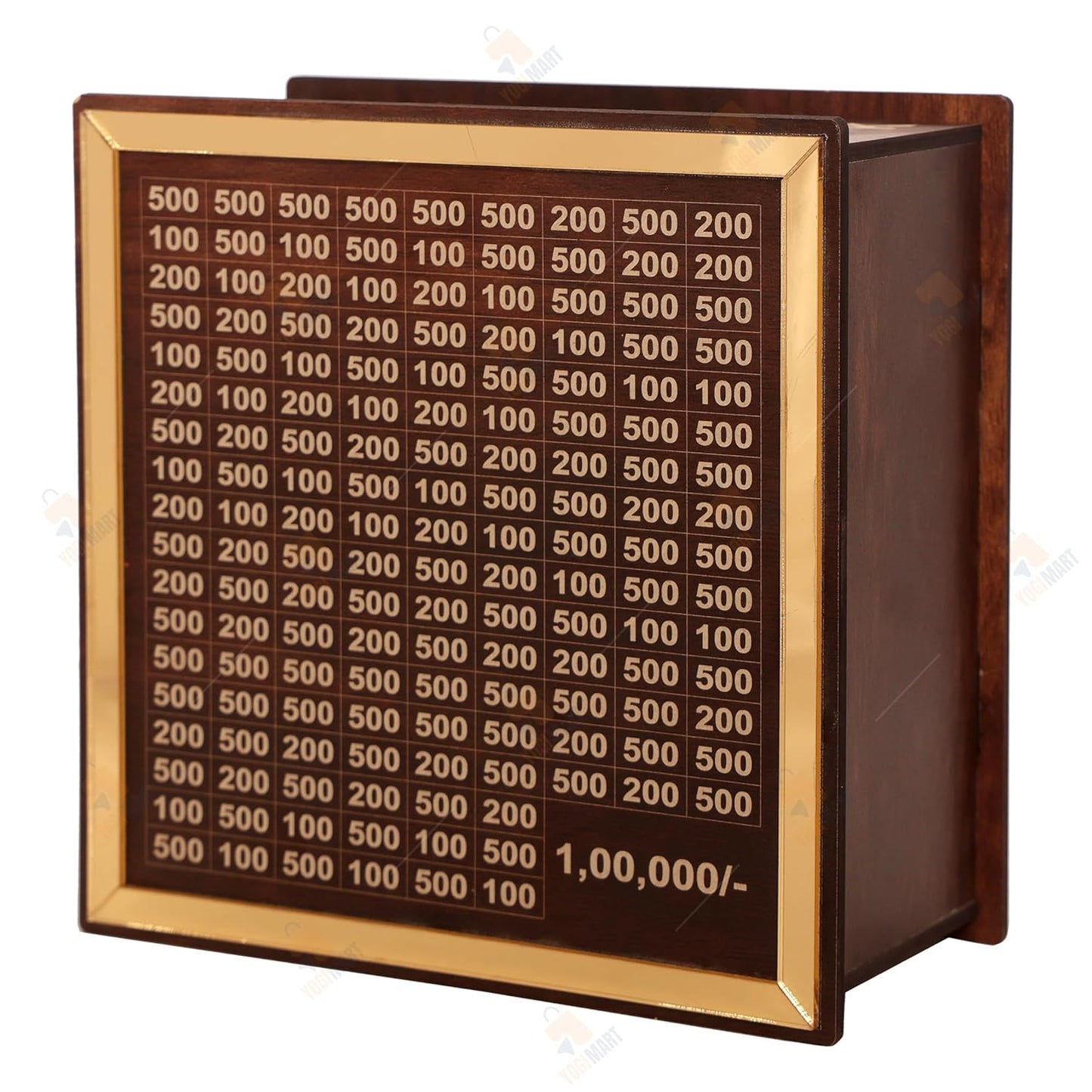 Wooden piggy bank from brand 16079, a classic money bank with a smooth wooden finish and coin slot on top.