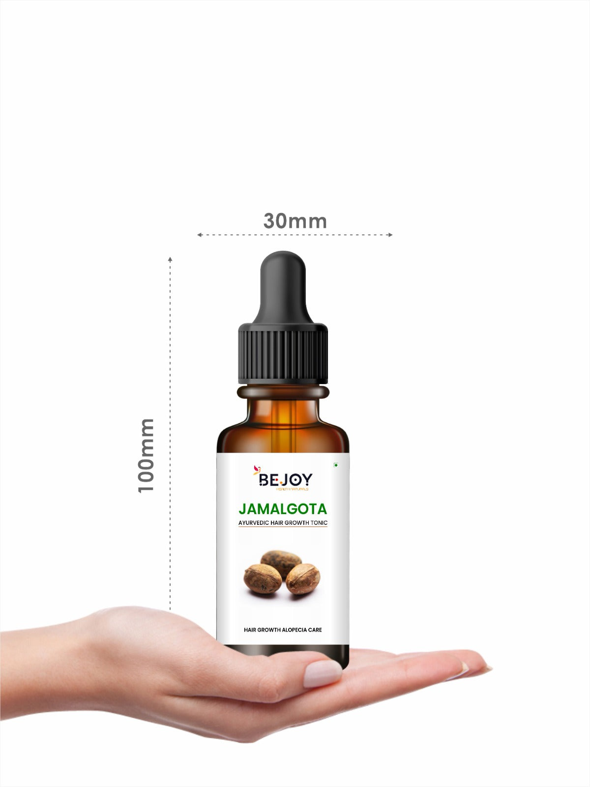 Hair curler with Ayurvedic Jamalgota oil for hair fall control and hair growth, suitable for men and women.