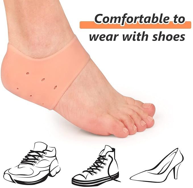 Combo of Callus Stone Pedicure Tool Foot Scrubber to Remove Dead Skin and Silicone Heel Pad for Cracked Heels Pain Relief and Ankle Support. (Pumice Stone & Heel Pad) (Multicolor)