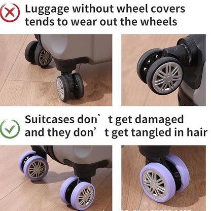 8 Pcs Luggage Wheels Protector Silicone Wheels Caster Shoes Travel