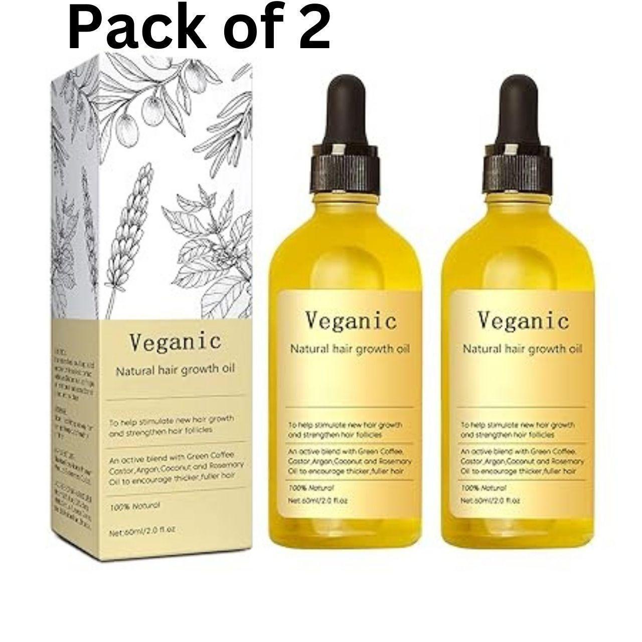 Vegan natural hair growth oil bottles by 18051, featuring clear labels and pump dispensers, set against a neutral background.