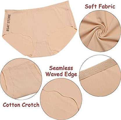 Women's Ice Silk Blend Invisible Lines No Show Hipster Panty (Multicolor, S) (Pack of 4)