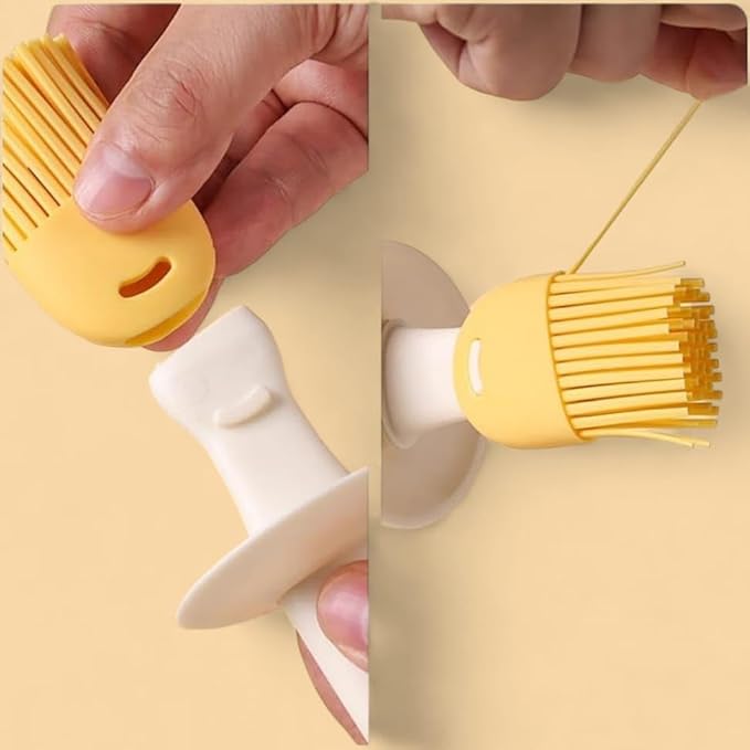 7233 2-in-1 olive oil silicone brush with high-temperature resistant oil bottle for barbecue and cooking, integrated design.