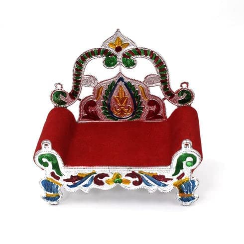 Wooden Bal Gopal Singhasan for Pooja Articles, intricately crafted Laddu Gopal throne with detailed design for Janmashtami celebrations.