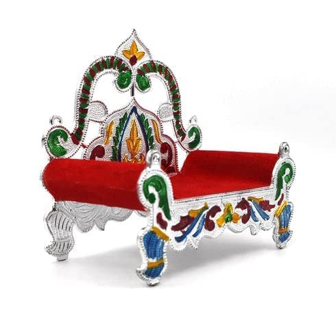 Wooden Bal Gopal Singhasan handicraft for Pooja, featuring intricate design for Laddu Gopal and Thakorji during Janmashtami.