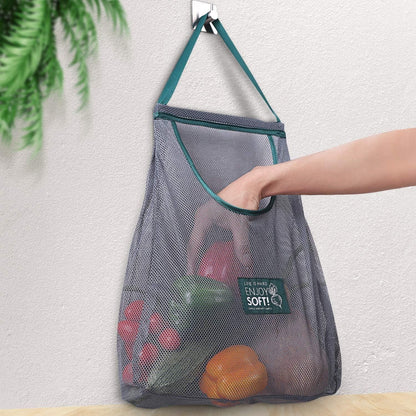 Set of reusable mesh bags for fruits, kitchen tool set by 19378, with multiple breathable bags for food storage and shopping.