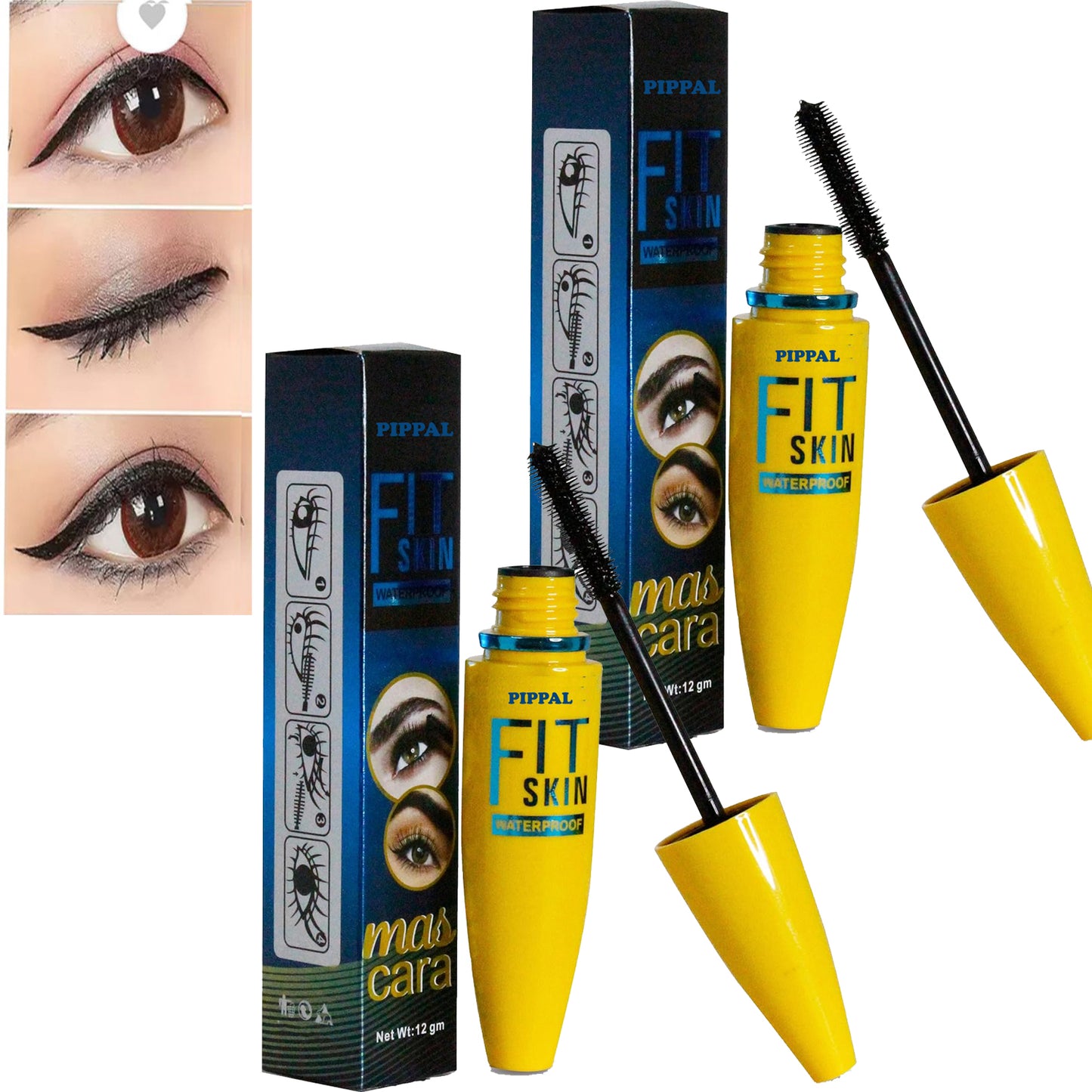 Pippal Fit Skin Mascara Ultra Volume Volumizing Mascara for Bold And Dramatic Lashes Long Lasting Waterproof 12Gm (Pack of 2)