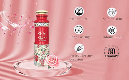 Real Rose Alcohol Free DeoDorant Spray 200ml (Pack of 3)