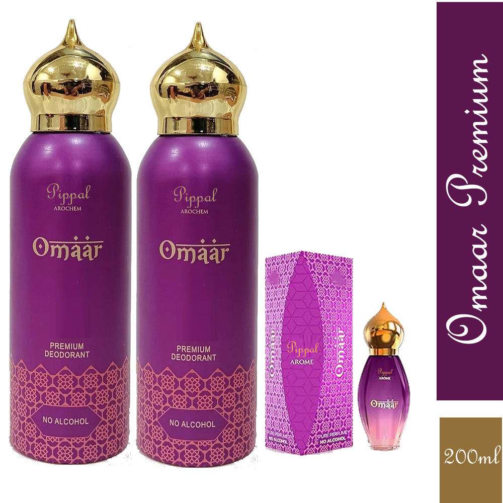 Omaar PREMIUM DEODORANT No Alcohol 200 Ml (Pack of 2)